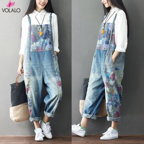 Fashion Women Denim Jumpsuit Ladies Spring Fashion Loose Jeans Rompers Female Casual Plus Size Overall Playsuit With Pocket 9586