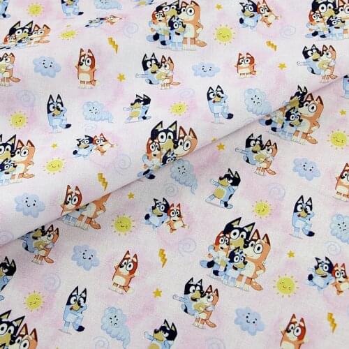 Cartoon Blue Dogs 100% Cotton Fabric for Kids Clothes Backpacks Slipcover Cushion Cover DIY Sewing Material
