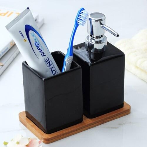 Bathroom Accessories Set Liquid Soap Dispenser Gargle Cups Ceramic Sink Soap Container Bathroom Shampoo Holder Wedding Gift Sets
