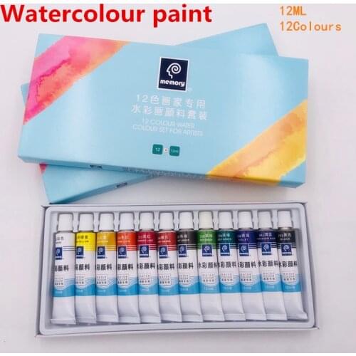 12ML 12 Colors Tubes Set Watercolor Paints Professional Water Paint Acrylic Painted Canvas Pigment Art Set