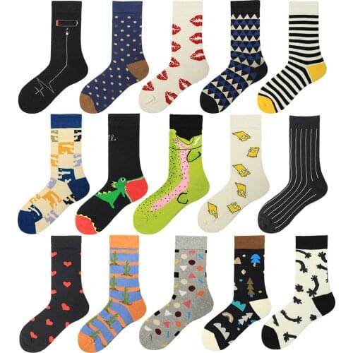 New Fashion Women Colorful Cartoon Animal Crocodile Cotton Socks Spring Striped Heart Cactus Printing Casual Happy Socks
