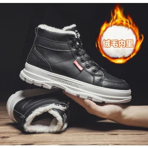 New mens snow boots fashion plus cashmere casual shoes outdoor jogging shoes high quality tooling Martin boots warm shoes men