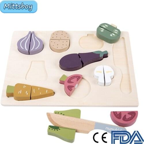 Montessori Educational Wooden toy 3D Puzzles Vegetables Chechele Mathematics Jigsaw Brain Training Early Learning For Toy Gifts