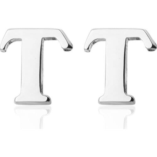 A pair of high quality silvery letter T Cufflinks design mens shirt cuff brass Cufflinks wholesale and retail