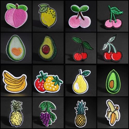 Food Fruit Avocado, strawberry, watermelon, lemon, pineapple, orange, peach, banana, cherry embroidered patch DIY accessories