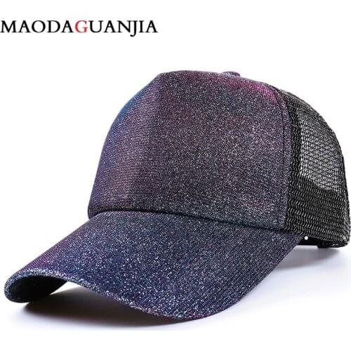 Casual Baseball Cap Unisex Adjustable Mens Women Cap Shiny Gradient Color Hat Multi Color Sport Caps Couples Mesh Hat for Adult