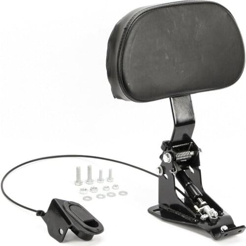 Motorcycle Black/Chrome Adjustable Rear Driver Rider Backrest Pad + Mounting Kit for Harley Touring Electra Glide 2009-2019