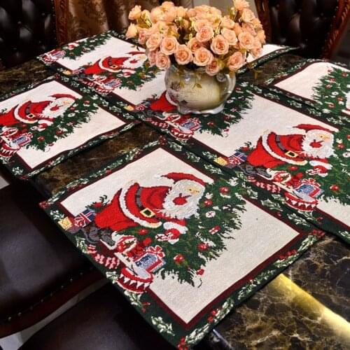 Christmas Table Mats Polyester Cotton Table Runner Christmas Santa Claus Gifts Table Flag Tablecloth Home Decor 33*46 & 33*180cm