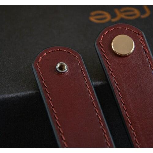 Black＆Brown Nordic Furniture Drawer Knob Brass Wardrobe Cupboard Cabinet Handle Door Pulls Double sided Genuine Leather