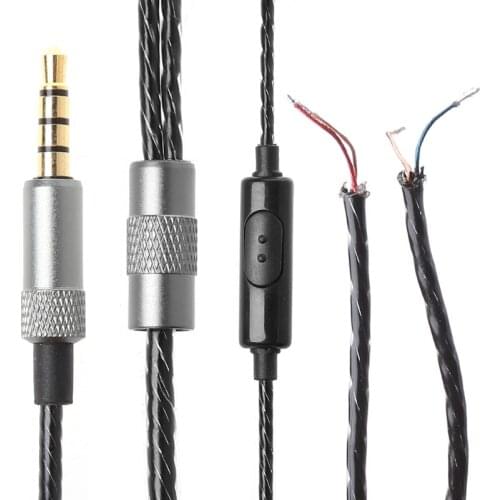 3.5mm Jack DIY Replacement Headphone Cable Maintenance Wire With MIC 1.25m E56B