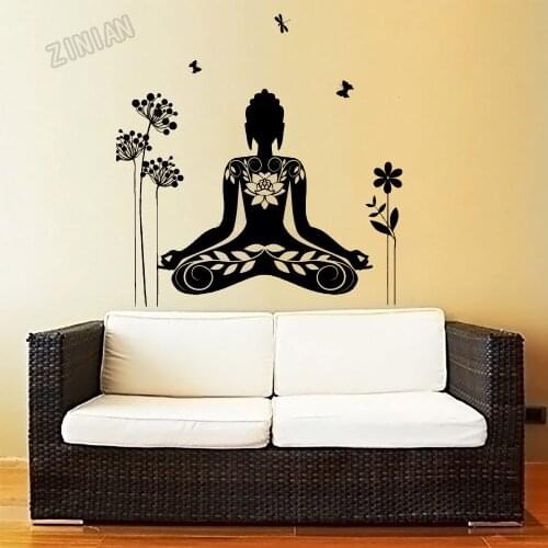 Buddha Wall Stickers For Living Room Home Decor Bedroom Art Vinyl Wall Murals Religion Removable Yoga Studio Wall Decals Y316