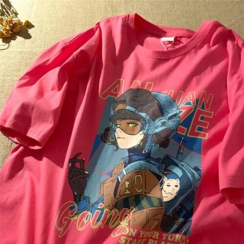 Streetwear tops womens T-shirt Harajuku vintage Punk Maiden print women clothes shirt t-shirt summer new Oversize loose casual