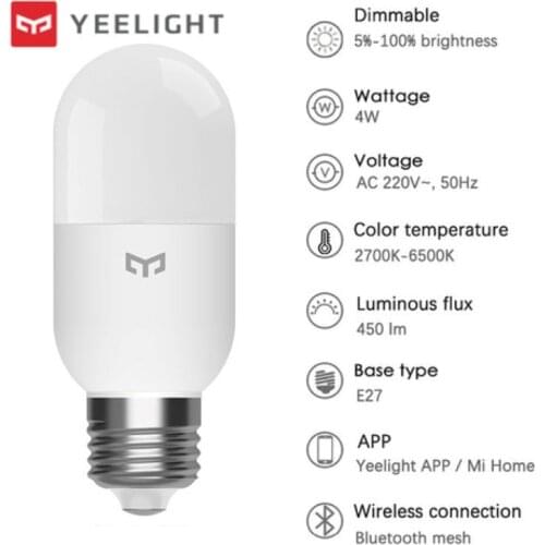 Yeelight Bulb M2 E27 Color Temperature LED Smart Bulb Mesh Dimmable 4W 450lm 2700-6500K Adjusted APP control For Homekit Mijia