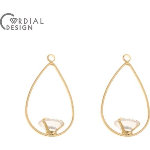 Cordial Design 50Pcs 14*24MM Jewelry Accessories/CZ Earrings Making/Genuine Gold Plating/Hand Made/Jewelry Findings & Components