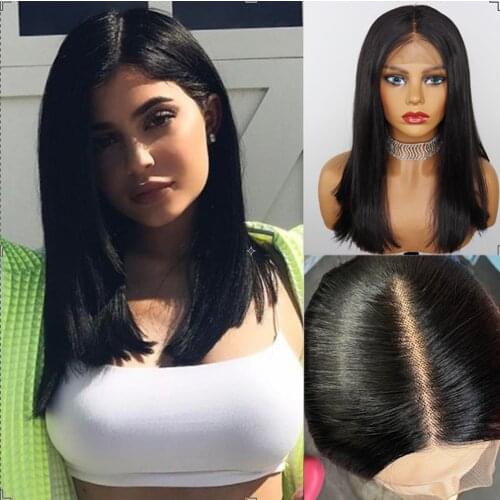 YYsoo Black Futura Synthetic Hair T Part Wigs For Women Silky Straight Black Short Bob wig Japan Heat Resistant Hair Girls Wig
