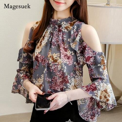 Short Sleeve Butterfly Sleeve O-neck Women Clothing 2021 Womens Blouses and tops Elegant female Tops long sleeve floral 5388 50