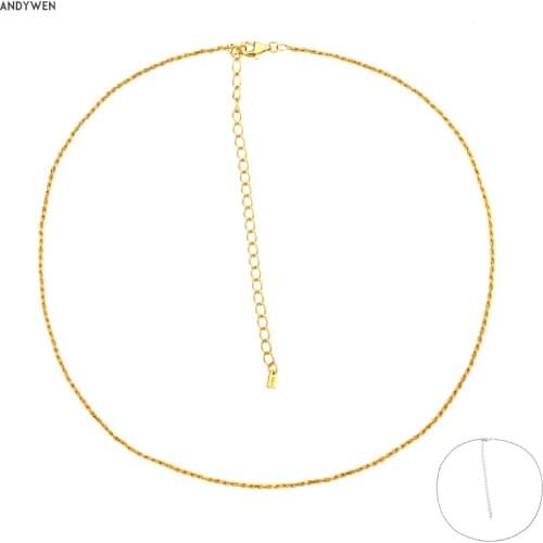 ANDYWEN New 925 Sterling Silver Gold Twist Chain Choker Necklace 2021 Luxury Chain Luxury Rock Punk Jewelry For Women Party