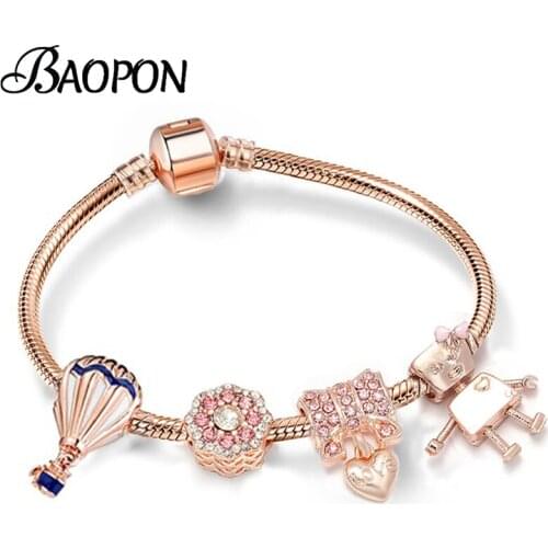 Queen Women Jewelry Silver Plated Charm Bracelet With Helium Balloon Pendant Snake Chain Bracelet For Women Anniversary Gift