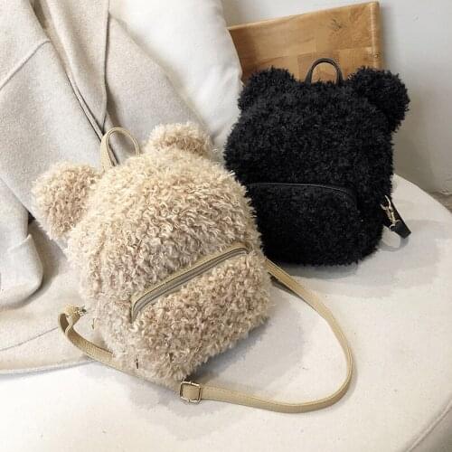 HISUELY Winter Faux Fur Women Bucket Bags Small Plush Shoulder Bag Casual Lady Handbag Fashion Shopping Bag Travel Female Purse
