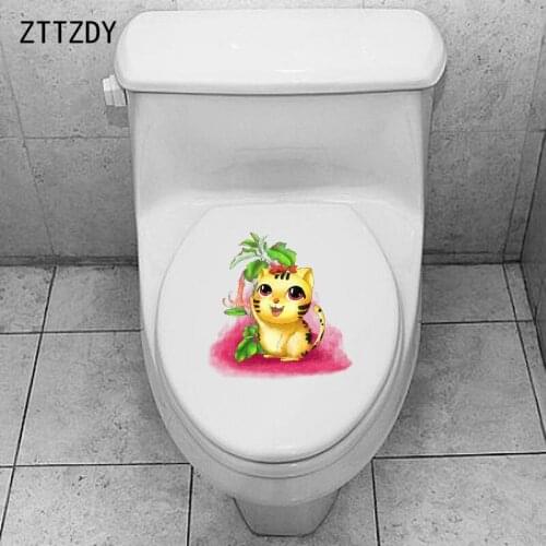 ZTTZDY 22.8*23.6CM Modern Art Cat Children Room Home Decoration Toilet Sticker Wall Decal T3-0355