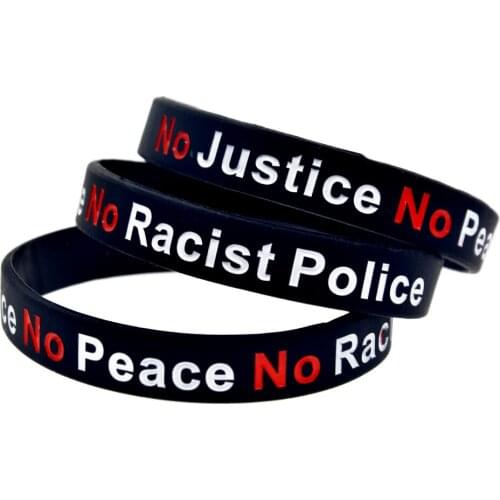 1PC No Justice No Peace No Racist Police Slogan Silicone Rubber Wristband