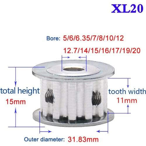 1Pcs XL 20 Tooth 22 Tooth Synchronous Wheel Bore 5-20mm Timing Belt Pulley Transmission Wheel Width 11mm