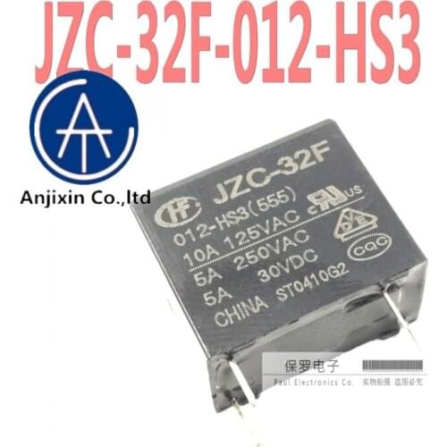 10pcs 100% orginal new relay JZC-32F-012-HS3 5A 250VAC 4-pin set normally open HF32F-12V-HS in stock