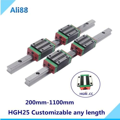 2pcs 25mm linear guide rail HGR25 linear rail any length with linear bearing HGH25CA or HGW25CC CNC ball screw Z axis Router Kit