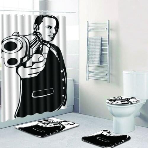 4pcs American style shower curtains bathroom curtain bath mat set curtain waterproof curtain Toilet cover cortinas de bano