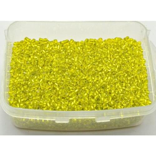 5000 Glass Seed Beads 2mm silver lined Yellow + Storage Box