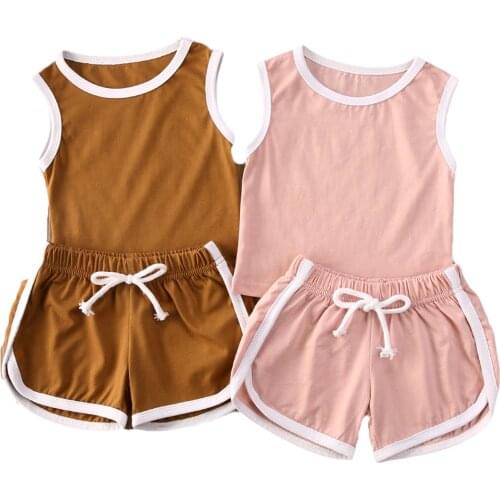 Toddler Baby Girl Boy Summer Shorts Set Sleeveless Tank Top + Elastic Waist Drawstring Shorts Casual Sport Wear Active Clothes