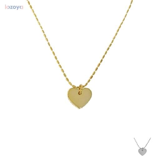 LOZOYA 100% 925 Sterling Silver Women Wedding Gold Plain Heart Pendant Long Chain Choker Necklace 2021Jewelry Fine Luxury