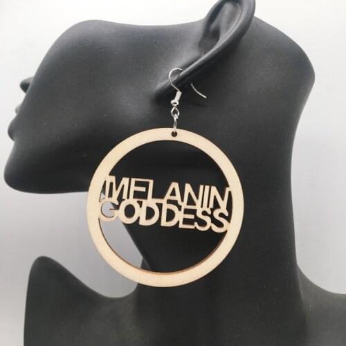 Laser Cut Melanin Goddess Wooden Earrings
