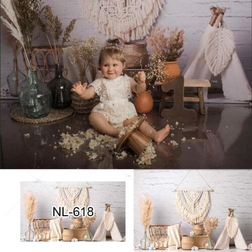 Photography Background Brick Wall Bohemian Style Balloon Girl 1st Birthday Party Baby Shower Cake Smash Backdrop for PhotoStudio