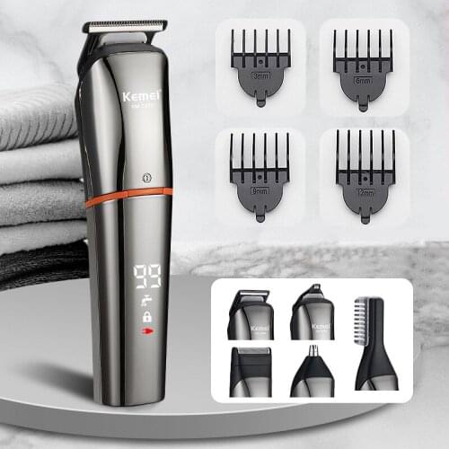Kemei 5 In 1 Mens Trimmer Electric Shaver Hair Clipper Shaving Machine Scissors Precision Carving Trimmer Shave Styling Tool 42