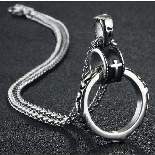 Religious Eternal Cross Pendant Stainless Steel Punk Carving Necklaces Pendants for Christian Jewelry