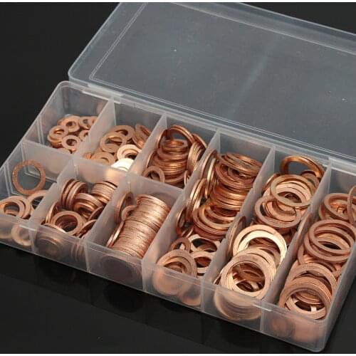 M5 M6 M8 M10 M12 M14 M16 M18 M20 M22 Copper Seals Copper Washers Oil Copper Rings Hardware Fasteners Accessories 400 Pcs Set