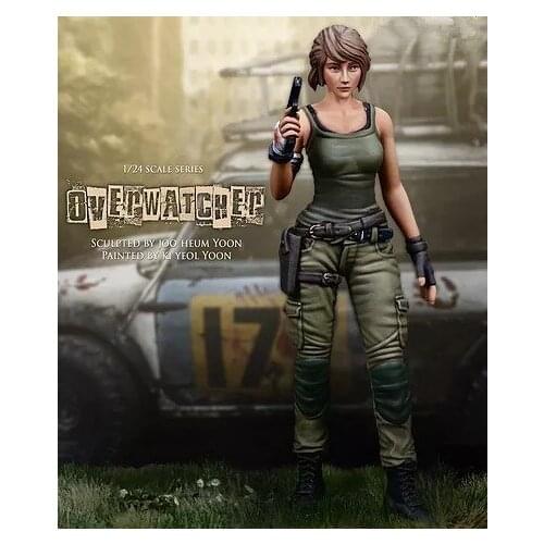 1/24 scale 75mm female caretaker Resin Model Kit figure Free Shipping
