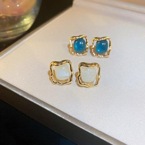 Trendy Irregular French Stud Earrings Vintage Rhinestone Earrings Unique Chic Korean Earrings for Women Girls Elegant Jewelry