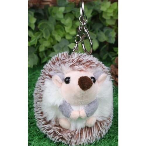 Fashion Mobile Phone Pendant Keyring Cute Plush Pompon Hedgehog Animal Keychain Bag 10cm