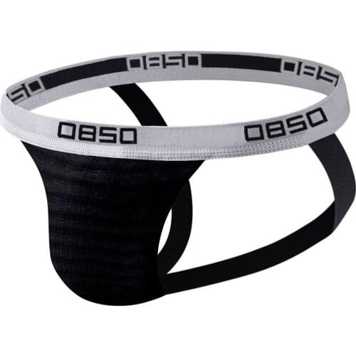 New Sexy Mens Underwear Jockstrap Gay Man Thongs Cotton Stripes Thong Men Bikini Penis Sissy Lingerie Mens Panties Soft BS3118