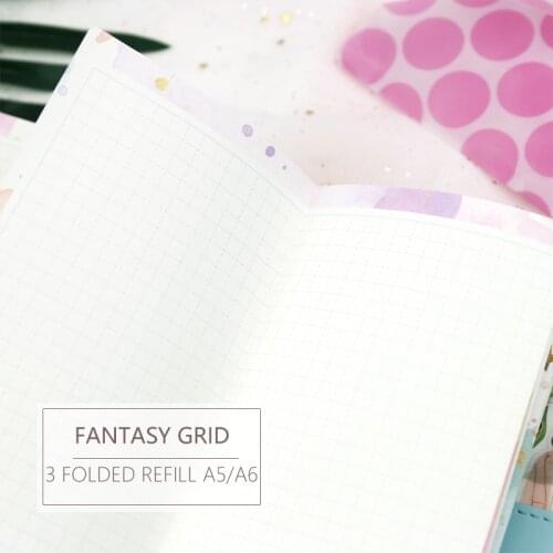 MyPretties Fantasy Grid Refill Papers A5 A6 Three Fold Filler Papers for 6 Hole Binder Organizer Notebook Papers