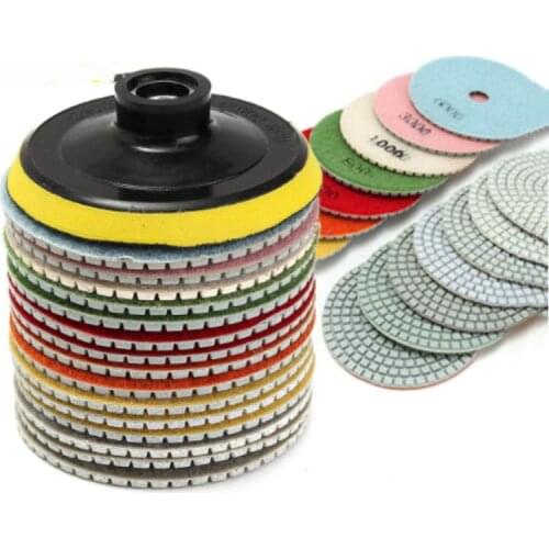 16pcs Diamond Polishing Pads Kit 4 inch 100mm Wet/Dry for Granite Stone Concrete Marble Use Grinding Discs Set