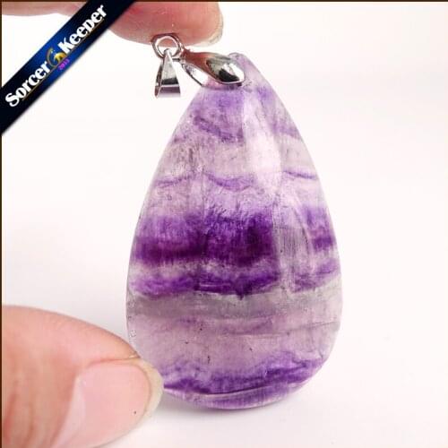 Natural Rainbow & Green Mineral Fluorite Polished Pendant DIY Womens Colorful Quartz Crystal Necklace Specimen Healing YS550