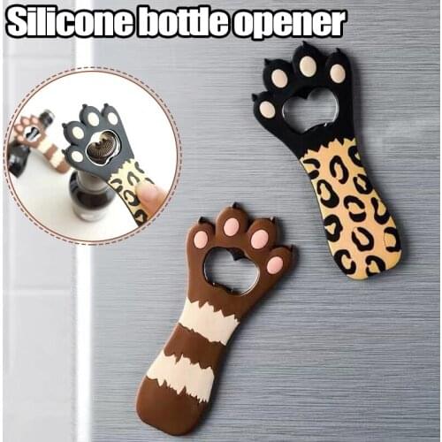 New Refrigerator Bottle Opener Cute Cartoon Animal Paw Magnetic Silicone Bottle Opener Freezer Kitchen Decor for Office Home