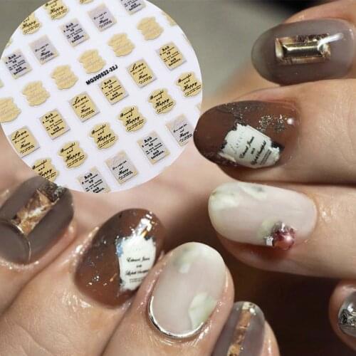 Newest MG0522-32J gold lable design 3D nail art sticker decal stamping back gule DIY nail decoration tools