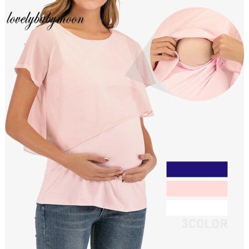 Soft New Summer Women Pregnant Maternity Nursing T Shirts Womens Maternity Nursing Wrap Top Sleeveless Double Layer Blouse Tee