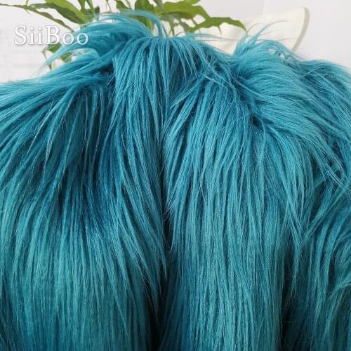 Solid blue pink red white black color 7cm long pile fluffy fake goat wool fur fabric for winter coat photographic cosplay SP5979