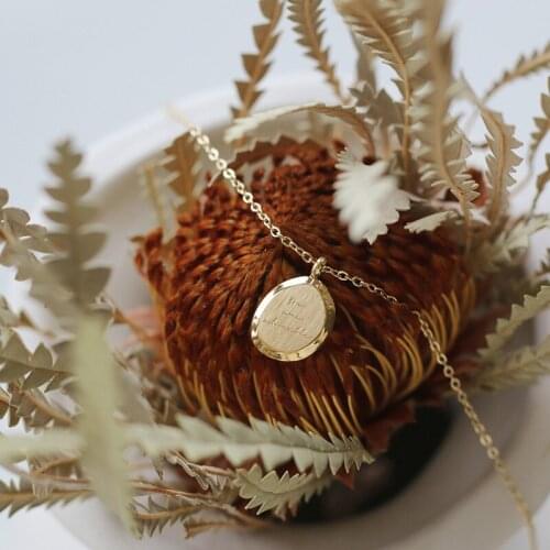 Simple And Fashionable Metal Brushed Titanium Steel Handwritten English Letters Irregular Pendant Necklace Clavicle Chain