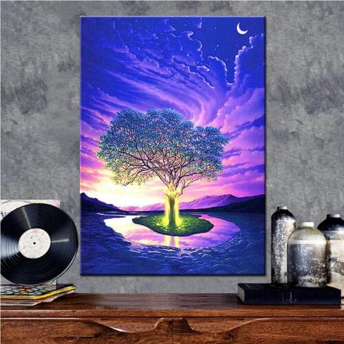 Scenery Diamond Embroidery Cartoon Full Drill Square Room Home Decor Picture 5D DIY Diamond Painting Mosaic Creative Dream tree